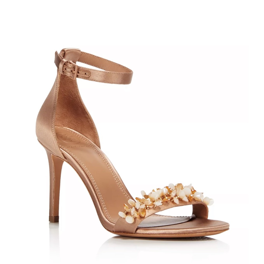 Tory Burch Logan Embellished Sandal in Beige! Size 6. Worn once.